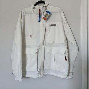 Columbia Mens Cove Beach Windbreaker Relaxed Fit White NWT Large